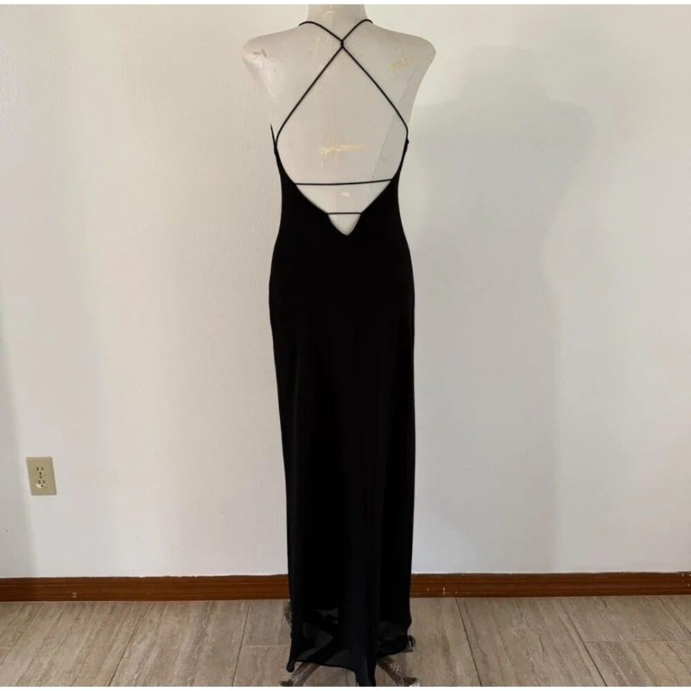 90s black maxi dress Vtg Halter Gown 5/6 Whimsigoth M… under $100